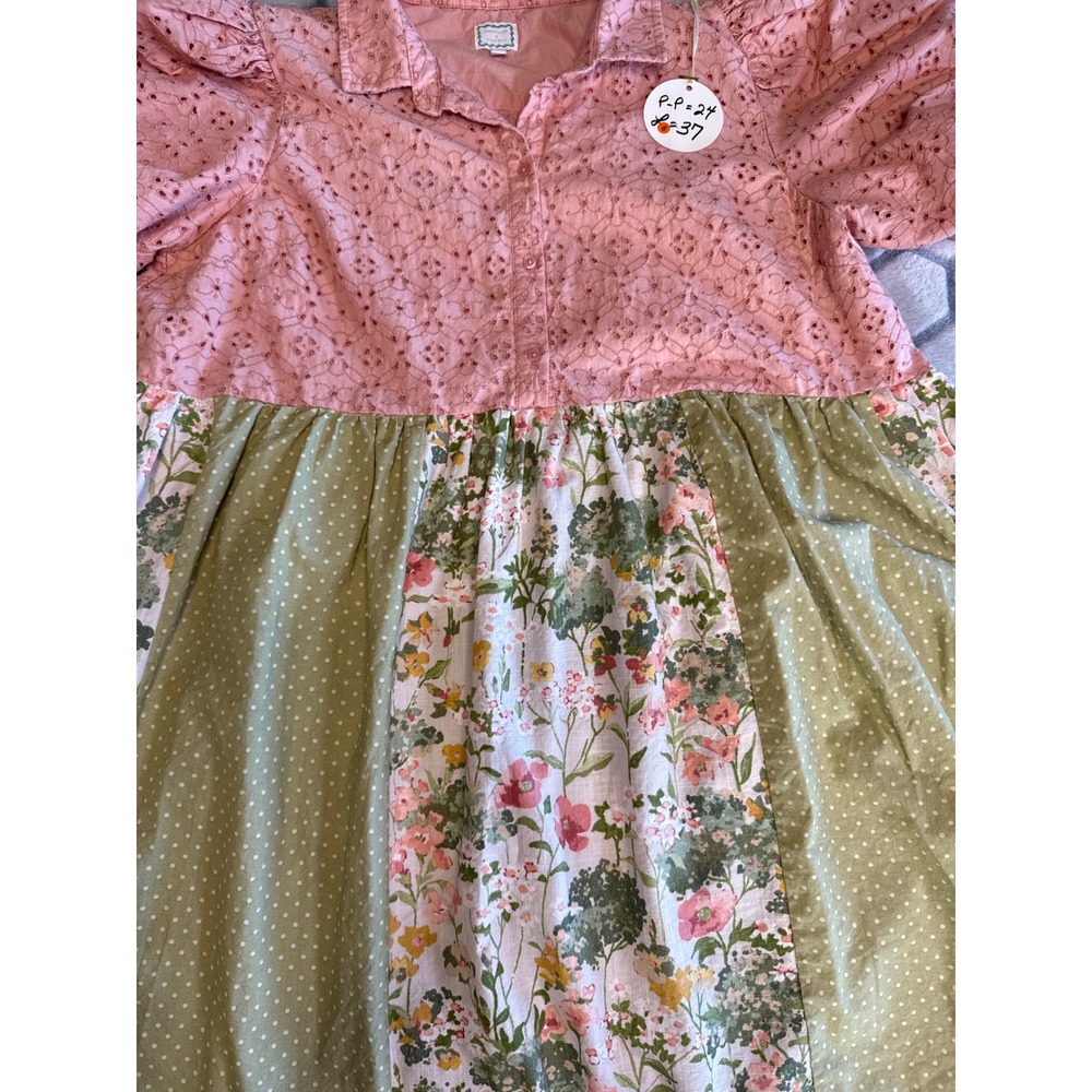 Handmade Embellished Prairie Dress XL Whimsical Cottagecore Patchwork Fairycore - Picture 5 of 8